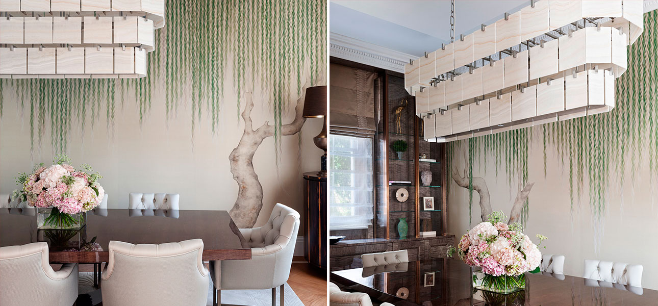 Обои ручная роспись Willow Special Colourway on Icefield dyed silk - фото