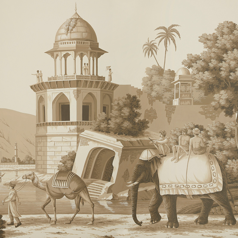 Обои ручная роспись Early Views of India Sepia on scenic paper  в Ульяновске | Loft Concept 