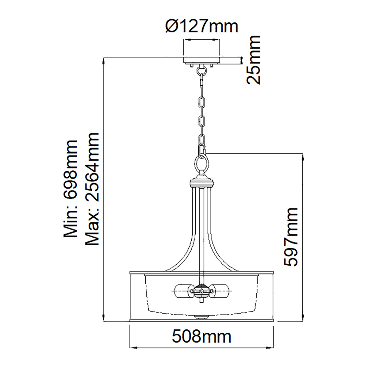 Люстра подвесная с двойным круглым плафоном из органзы и матового стекла Kichler в Ульяновске