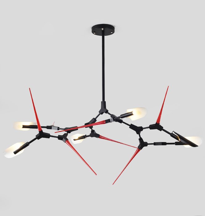 Люстра Red Spikes Chandelier 6 Черный Красный в Ульяновске | Loft Concept 