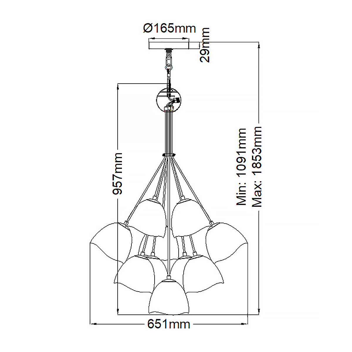Люстра с 15-ю белыми  плафонами с золотой внутренней поверхностью Hinkley в Ульяновске