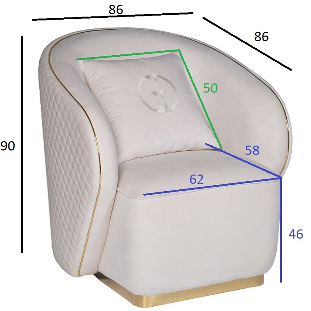 Кресло велюровое оттенка слоновой кости с простроченной спинкой Perfect Comfort в Ульяновске