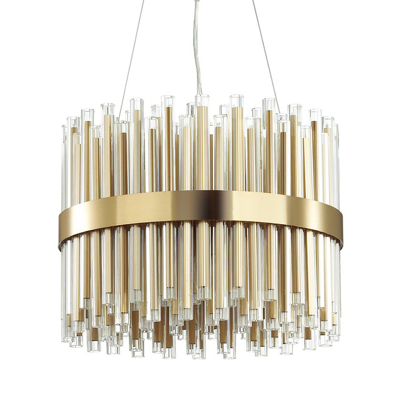 Люстра Gladwin Round Glass Tubes Chandelier Золотой Прозрачный в Ульяновске | Loft Concept 