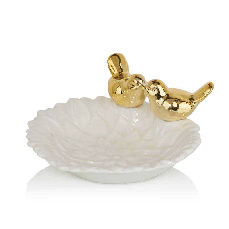 Блюдо Decorative Dish Birds Kiss Белый Глянцевое золото Блюдо Decorative Dish Birds Kiss Белый Глянцевое золото в Ульяновске | Loft Concept