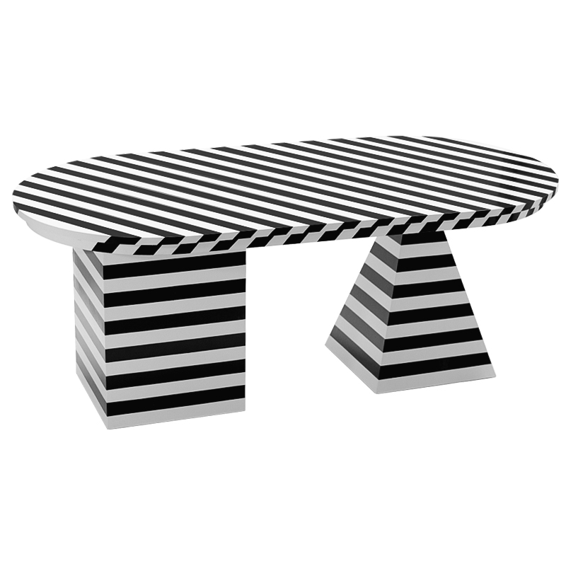 Обеденный стол Dining Table Striped Geometry Черно-белый в Ульяновске | Loft Concept 