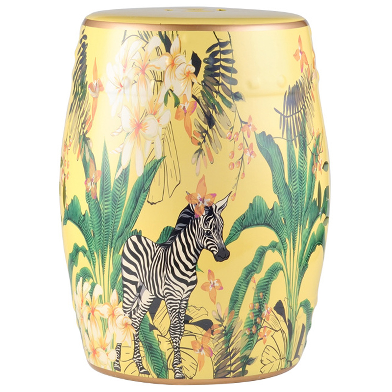 Керамический табурет Zebra Tropical Animal Ceramic Stool Yellow Желтый Черно-белый Зеленый в Ульяновске | Loft Concept 