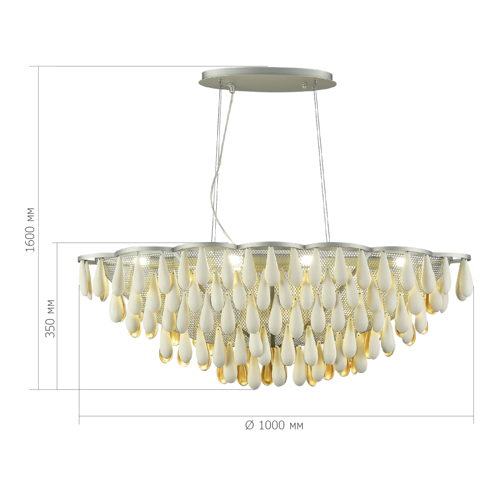 Люстра с подвесками в форме капель на серебристом каркасе Raindrop в Ульяновске