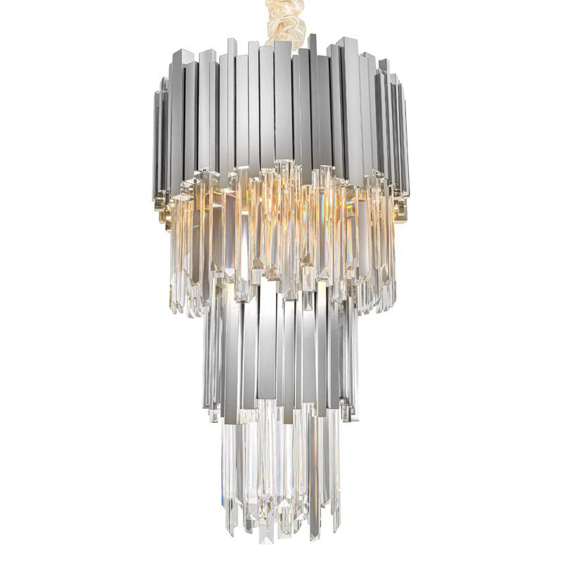 Люстра многоярусная Luxxu Modern Cascade Chandelier Silver Metal Glass 35 Прозрачное Стекло Серебряный в Ульяновске | Loft Concept 