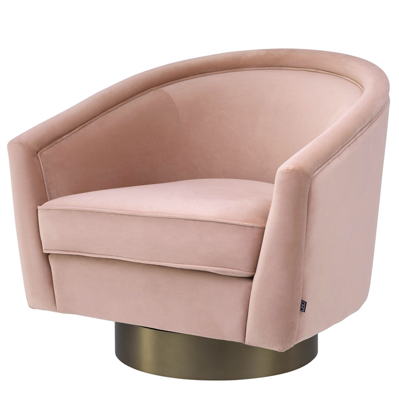 Кресло Eichholtz Swivel Chair Catene nude Розовый пастельный матовое золото в Ульяновске | Loft Concept 