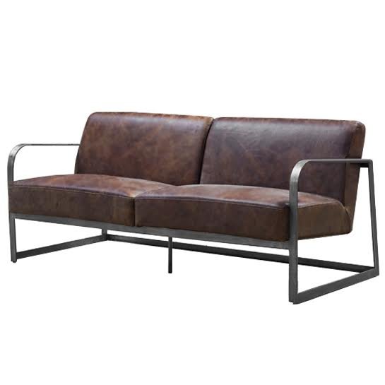 Диван INDIO METAL leather SOFA Коричневый в Ульяновске | Loft Concept 