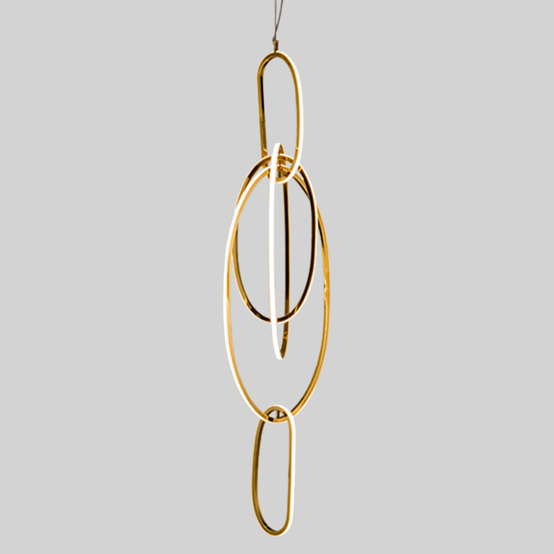 Люстра Vertical Gold Oval Rings Chandelier Золотой в Ульяновске | Loft Concept 