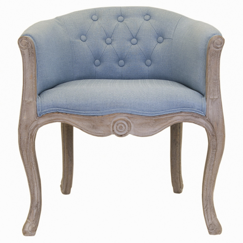 Кресло низкое в стиле прованс Louis French Armchair light blue flax Светло-голубой Бежево-серый в Ульяновске | Loft Concept 