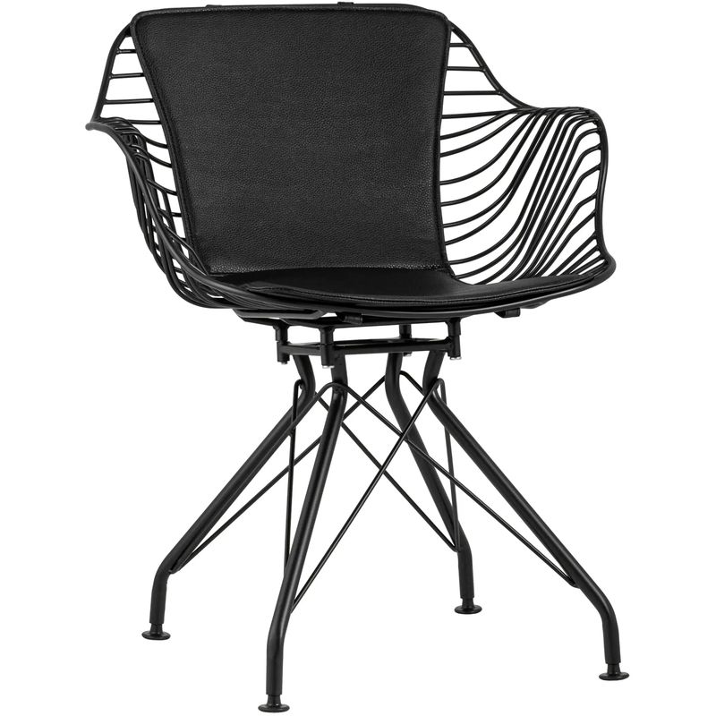 Стул Bertoia с подлокотником Chair Black metal Черный в Ульяновске | Loft Concept 