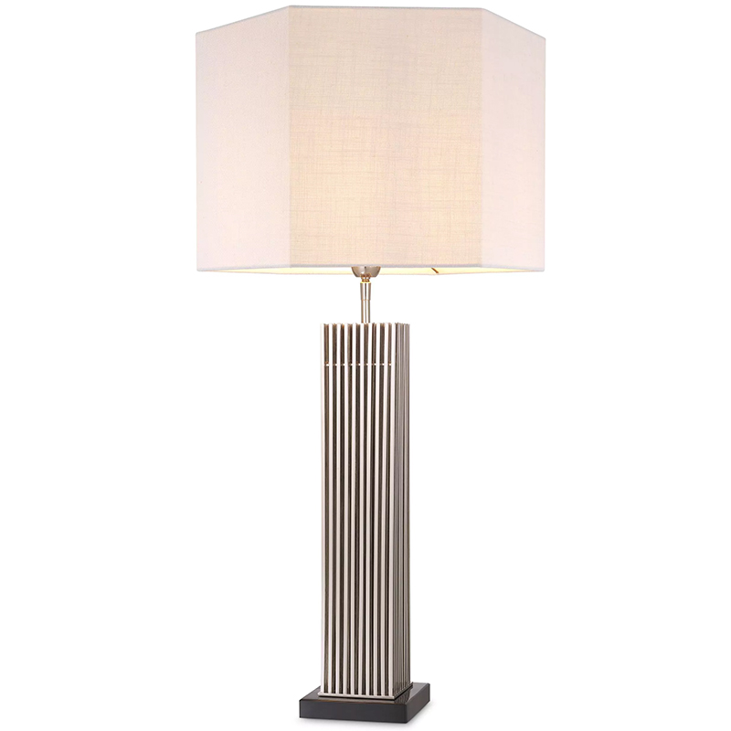 Настольная лампа Eichholtz Table Lamp Viggo Nickel Белый Никель Черный Мрамор Nero в Ульяновске | Loft Concept 