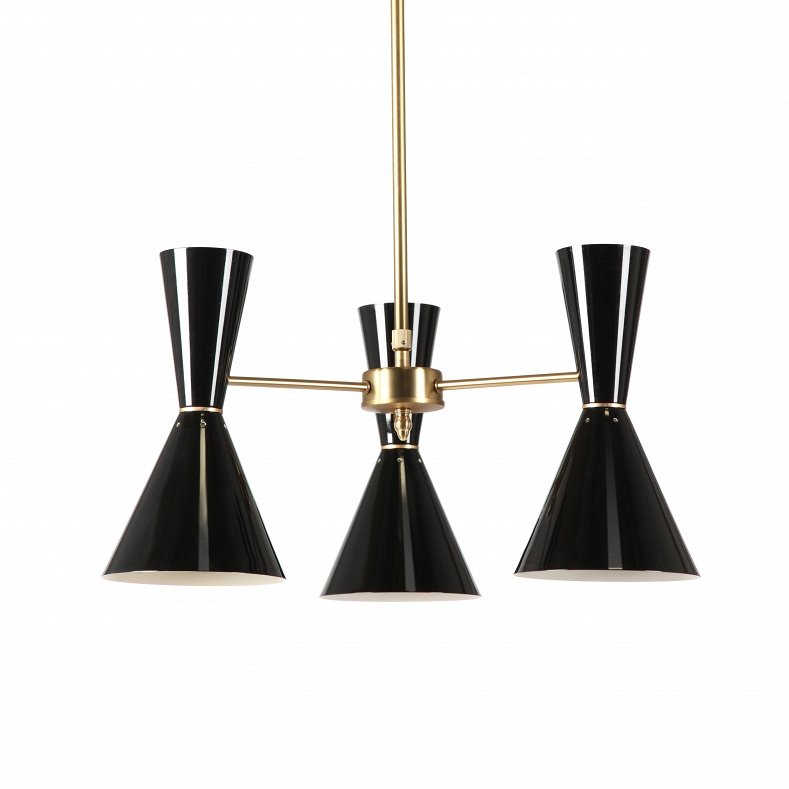 Люстра CAIRO Chandelier 3 Arm black Черный Латунь в Ульяновске | Loft Concept 