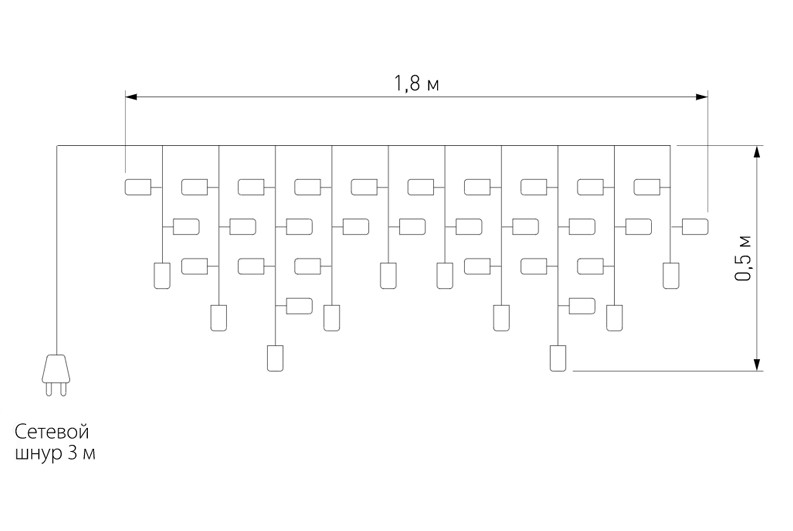 Гирлянда Бахрома с Цветными светодиодами в Ульяновске