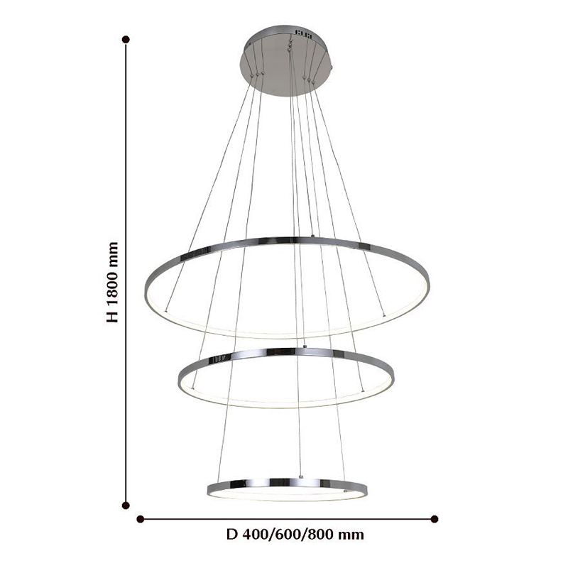 Кольцевая люстра цвета хром из трех колец в Ульяновске