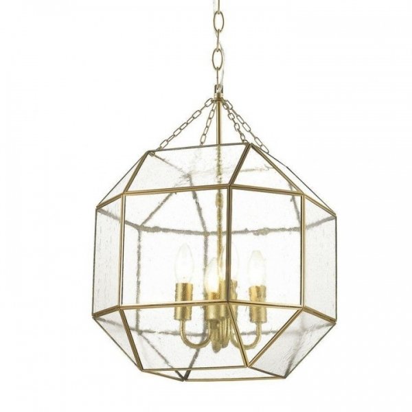 Подвесной светильник Glass & Metal Cage Pendant Gold 4 Глянцевое золото в Ульяновске | Loft Concept 