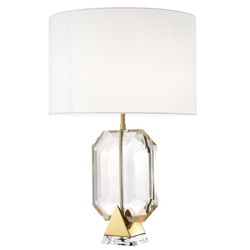 Настольная лампа Eichholtz Table Lamp Emerald Gold & white Белый Глянцевое золото Прозрачный в Ульяновске | Loft Concept 