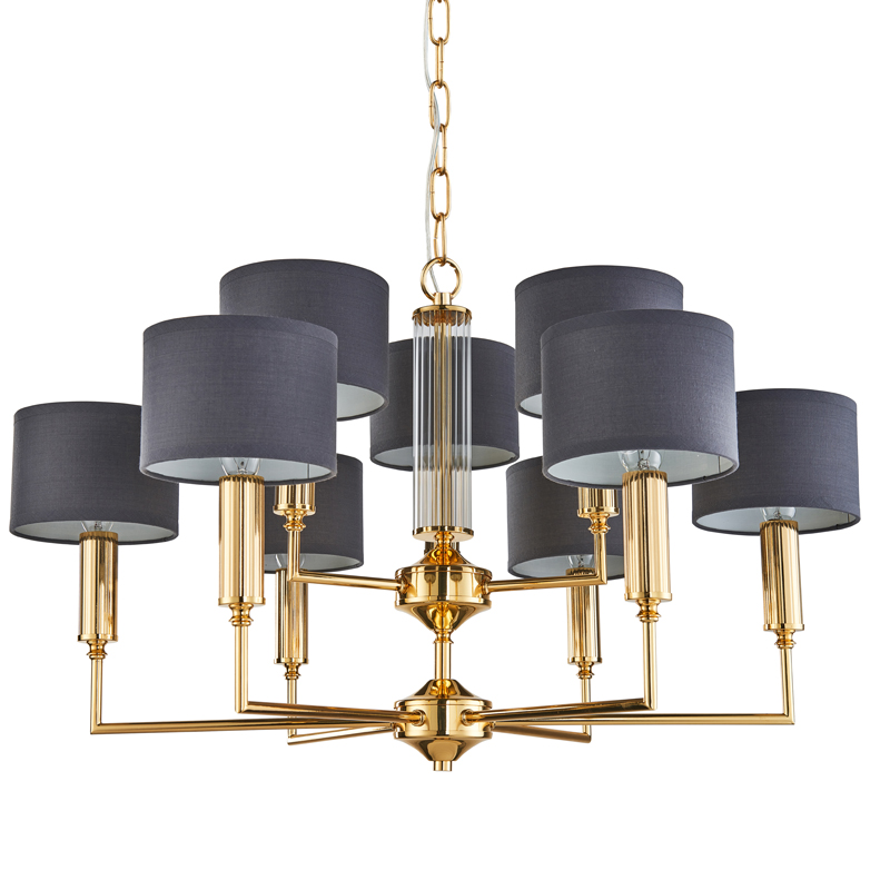 Люстра Laurent Chandelier grey 71 Глянцевое золото Серый Прозрачный в Ульяновске | Loft Concept 