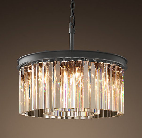 Люстра RH Rhys Clear Glass Prism Round Chandelier 40 Черный в Ульяновске | Loft Concept 