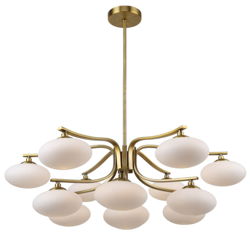 Oval Balls Mushrooms Chandelier 13 Brass Латунь Прозрачный белый в Ульяновске | Loft Concept 