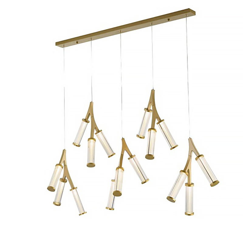 Люстра Cylinder Branches Chandelier Gold 15 Золотой Прозрачный в Ульяновске | Loft Concept 