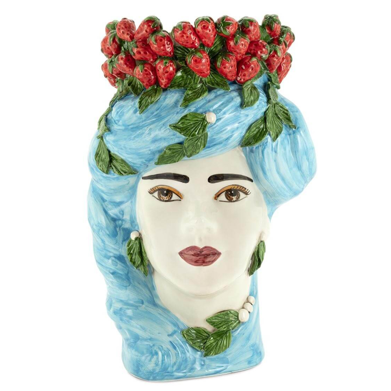 Ваза VASE STRAWBERRIES HEAD LADY BIG Blue Красный Голубой в Ульяновске | Loft Concept 