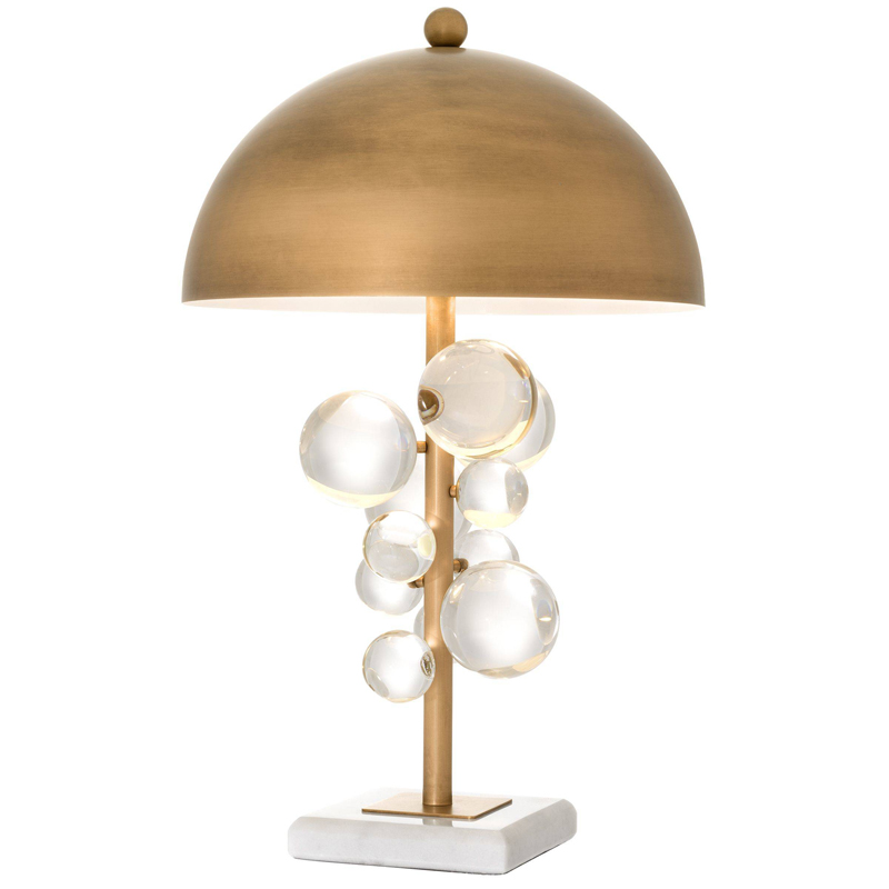 Настольная лампа Eichholtz Table Lamp Floral Латунь Античная полированная Прозрачное Стекло Белый в Ульяновске | Loft Concept 