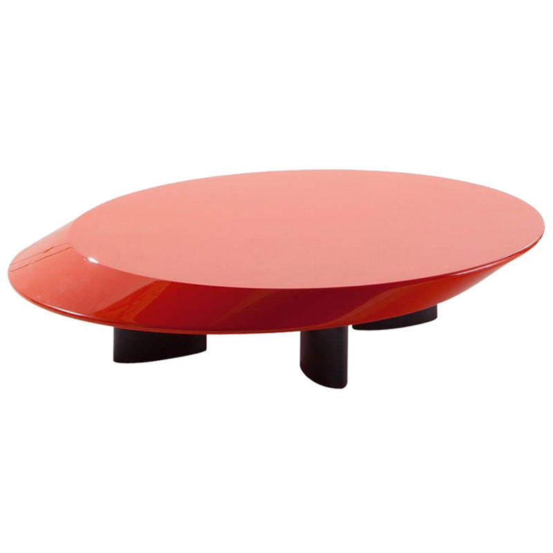 Кофейный стол Ellipse Red Glossy Coffee Table Красный Черный в Ульяновске | Loft Concept 