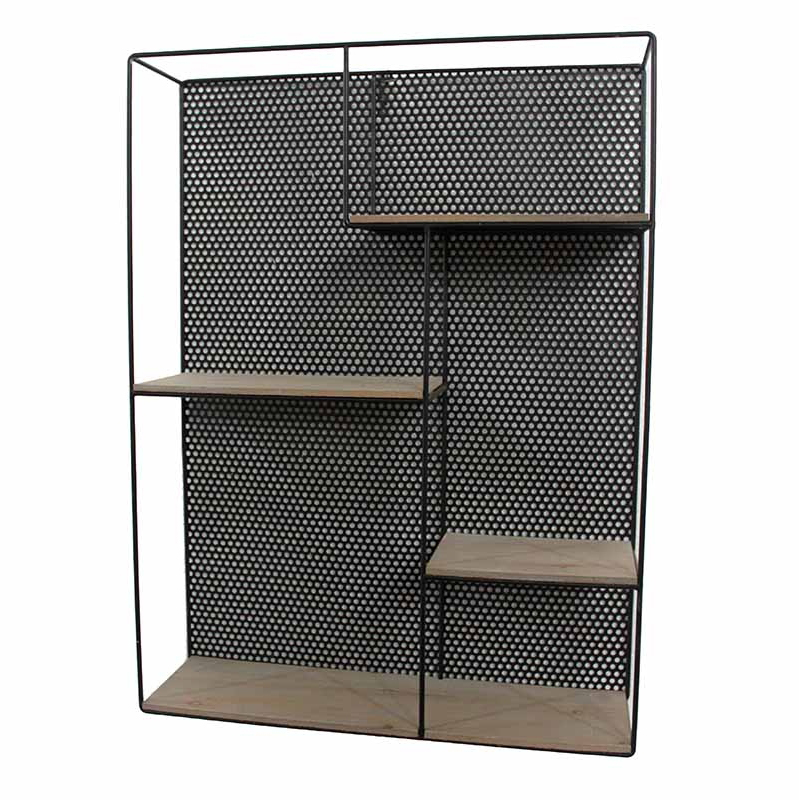 Полка Perforation Loft Rectangle Shelf Бежево-серый Черный в Ульяновске | Loft Concept 