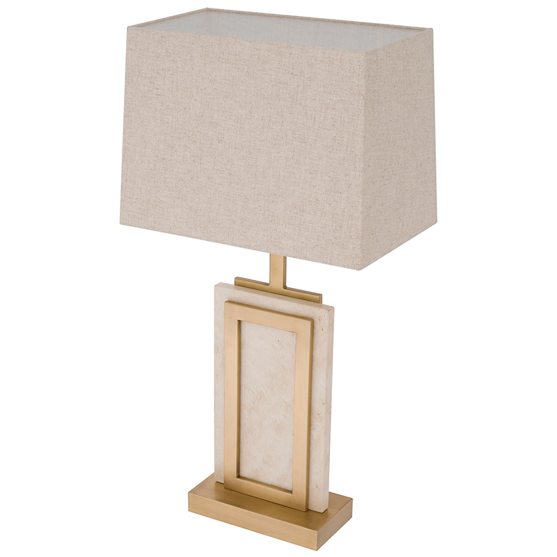 Настольная лампа Eichholtz Table Lamp Murray Travertine Бежевый Латунь в Ульяновске | Loft Concept 