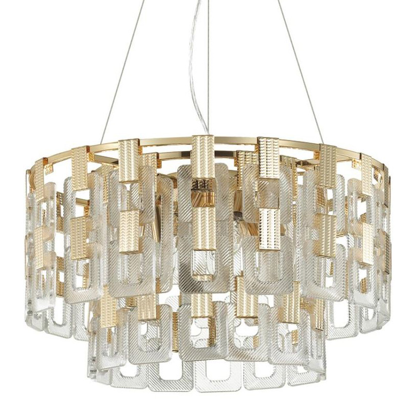 Люстра Ribbed Elements Pendant Round 52 Золотой Прозрачное Стекло в Ульяновске | Loft Concept 