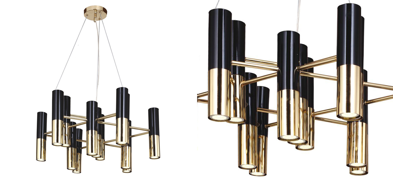Люстра с черно-золотыми плафонами Delightfull - фото