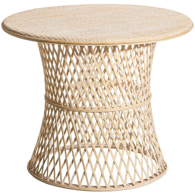 Круглый приставной стол из бамбука Woven Bamboo Side Table Бежевый в Ульяновске | Loft Concept 