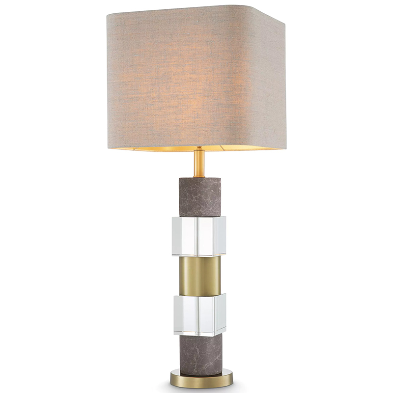 Настольная лампа Eichholtz Table Lamp Cullingham Grey Marble Латунь Прозрачное Стекло Серый Бежево-серый в Ульяновске | Loft Concept 