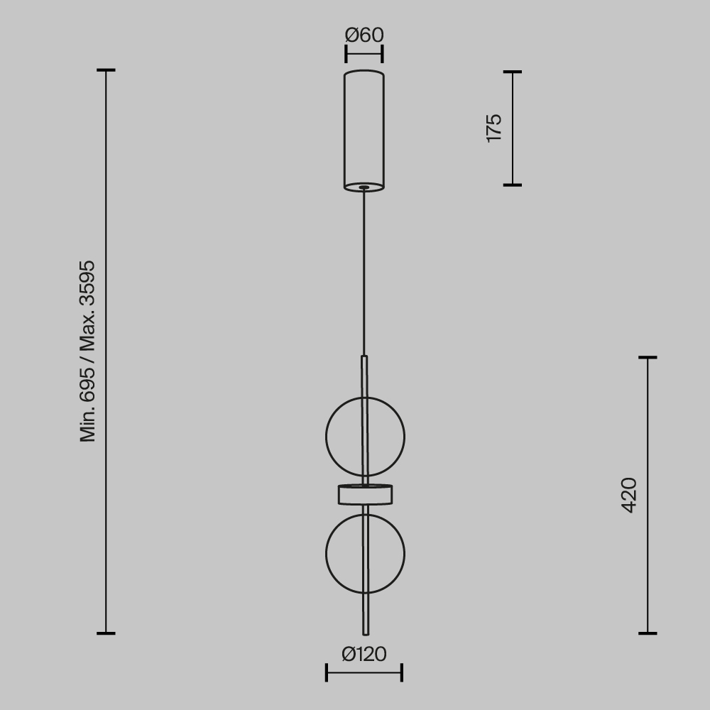 Подвесной светильник с плафоном из стекла с зеркальным градиентом Double Moon в Ульяновске