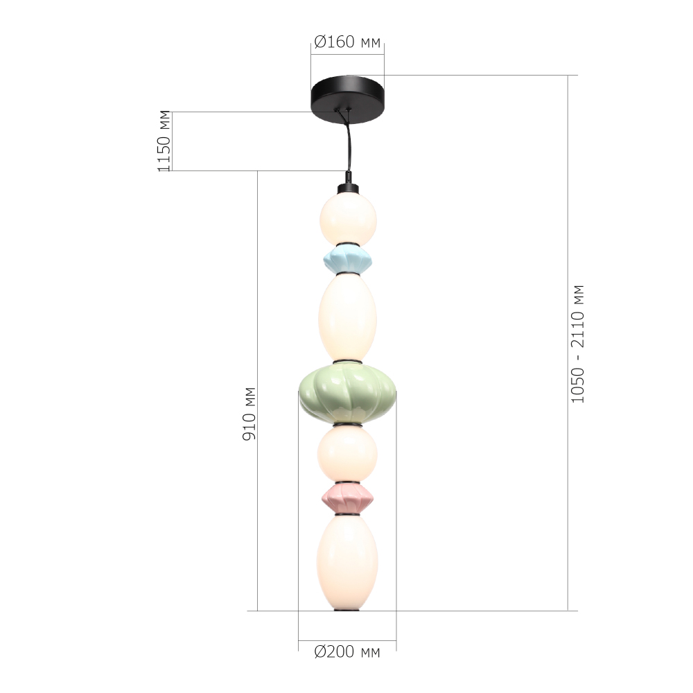 Подвесной светильник фигурный с керамическими элементами 32W LED Fragrant Light в Ульяновске