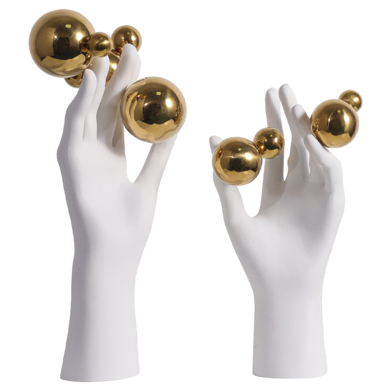 Декоративная статуэтка Hand with Spheres Statuette Белый Глянцевое золото в Ульяновске | Loft Concept 