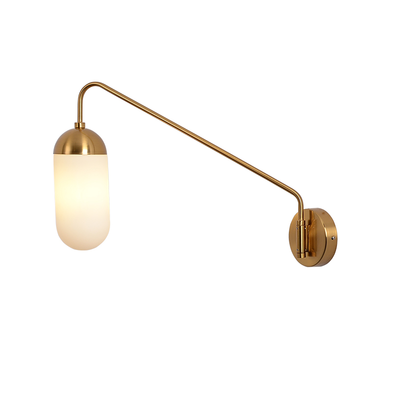 Бра Pelle Sconce, Long Gooseneck Clear Shade Латунь Белый в Ульяновске | Loft Concept 