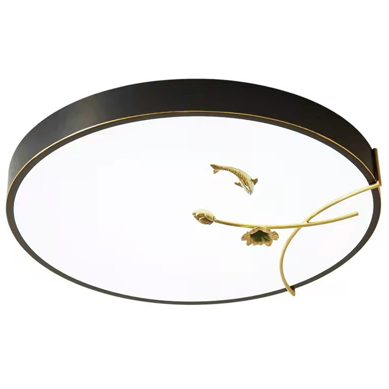 Круглый потолочный светильник Gold Fish Round Ceiling Lamp Black Черный Черный Белый Зеленый в Ульяновске | Loft Concept 