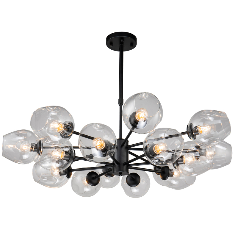 Люстра Branching Bubble Chandelier black 16 Черный Прозрачный в Ульяновске | Loft Concept 