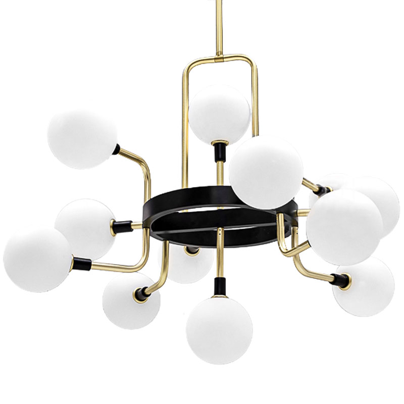 Люстра TECH Lighting Viaggio Chandelier 12 Черный Белый Глянцевое золото в Ульяновске | Loft Concept 