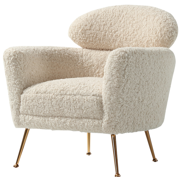 Кресло Milk Boucle Chair Молочный Золотой в Ульяновске | Loft Concept 