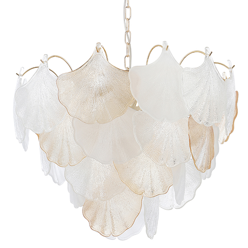 Люстра с рельефными стеклянными элементами в форме листьев Textured Glass Chandelier Золотой Прозрачный Белый Янтарный Люстра с рельефными стеклянными элементами в форме листьев Textured Glass Chandelier Золотой Прозрачный Белый Янтарный в Ульяновске | Loft Concept