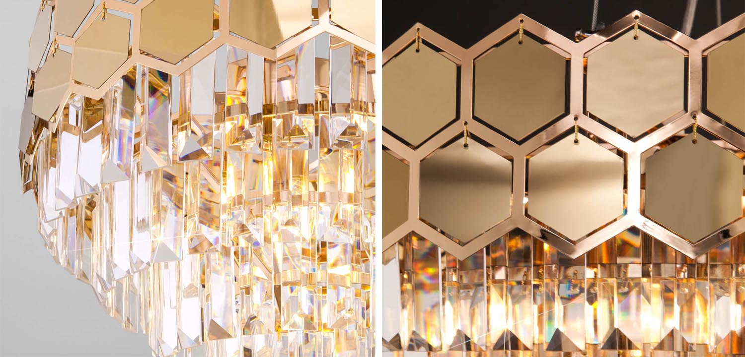 Люстра Hanging Hexagon Moira Chandelier gold - фото №2