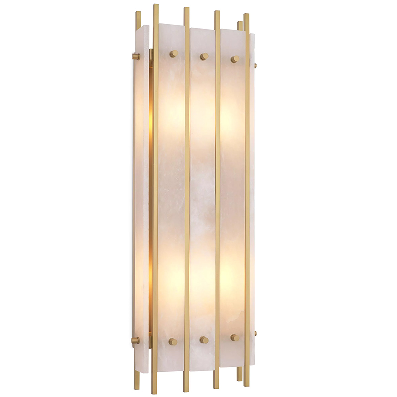 Бра Eichholtz Wall Lamp Sparks L Alabaster Латунь Бежевый Белый Мрамор Bianco в Ульяновске | Loft Concept 