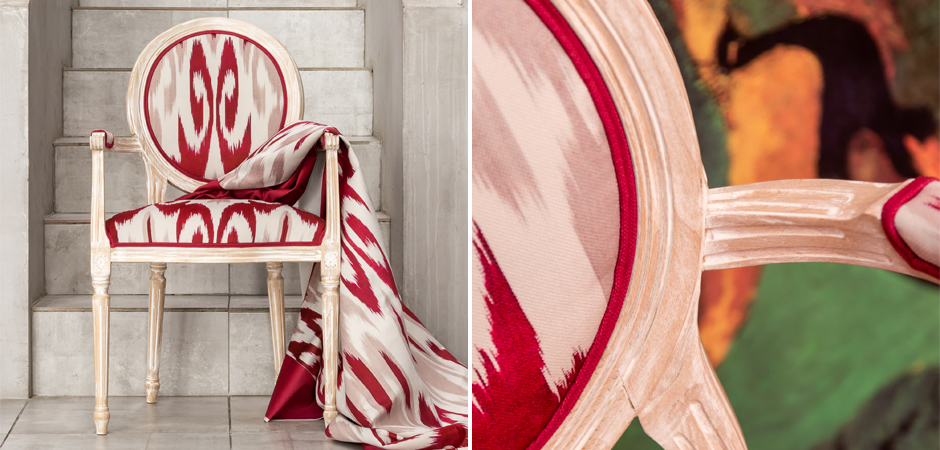 Стул с подлокотниками Ikat Pattern Красный - фото №1