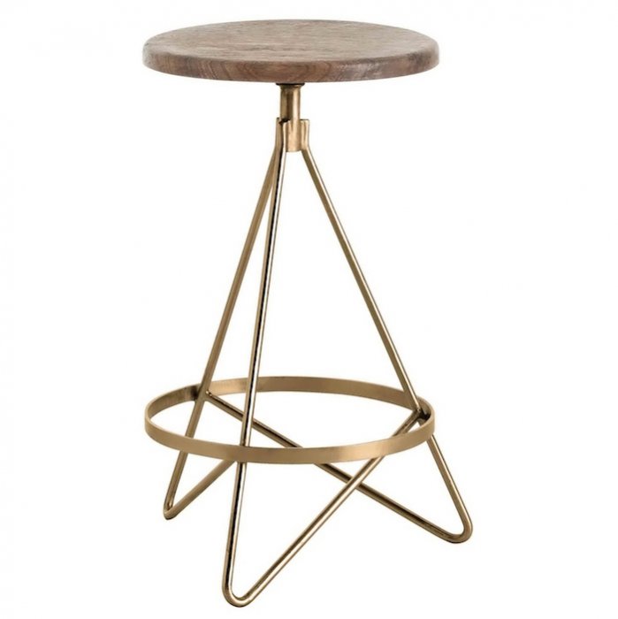 Барный стул Industrial Vintage Brass Iron Swivel Bar Stool Золотой Коричневый в Ульяновске | Loft Concept 