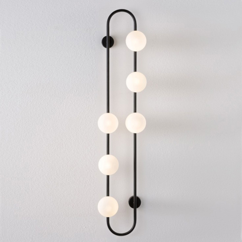 Бра HOOP WALL Lamp Black 6 Черный Белый в Ульяновске | Loft Concept 